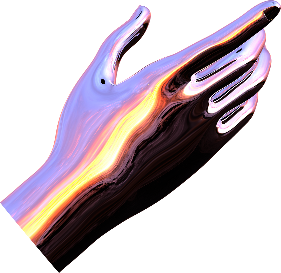 3d render pink metal hand
